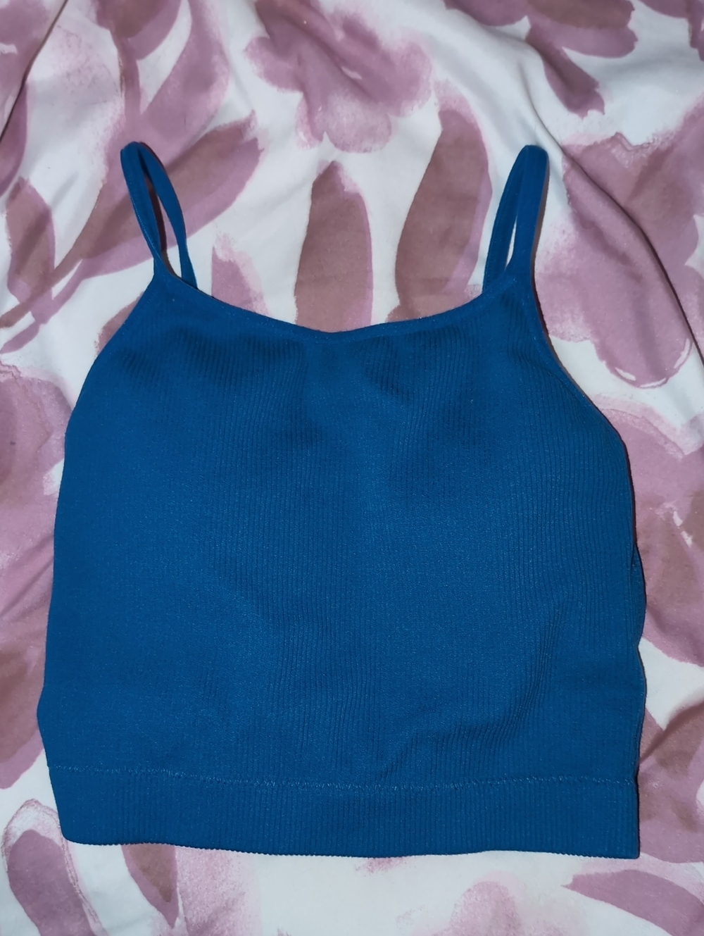 Zenana Royal Blue Ribbed Padded Brami Tank